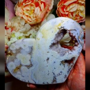 Big Pink Amethyst Flower Agate Heart